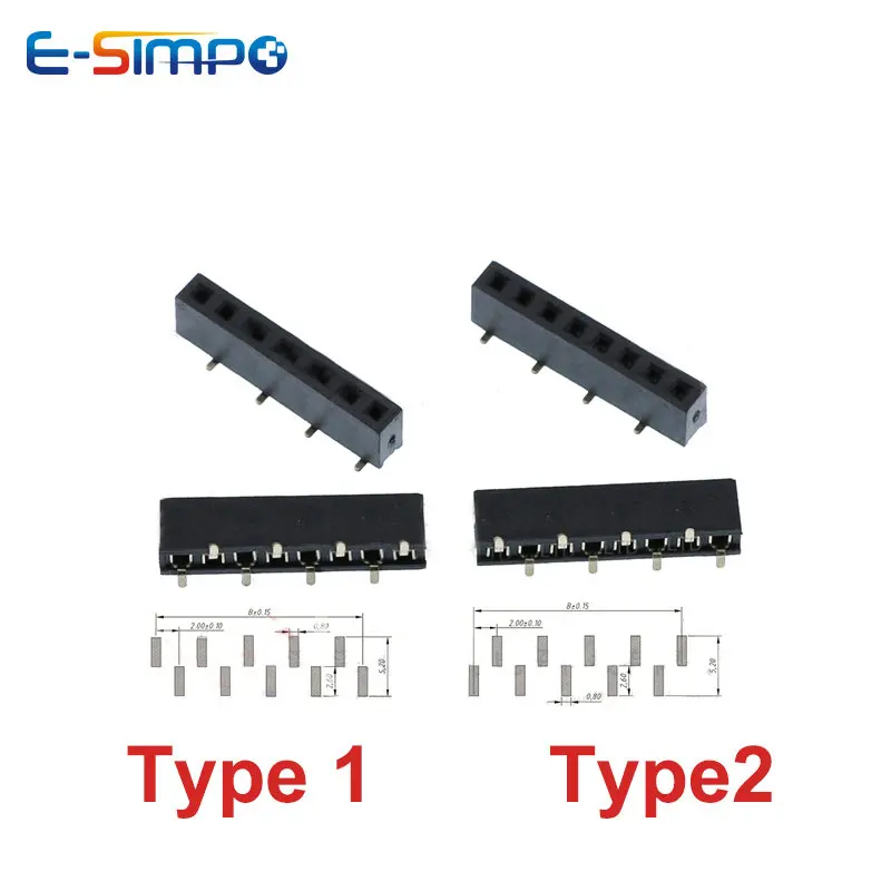 Male Female Header Pin - 10pcs 2.0mm Pitch SMD 1*3P4P5P6P8P10P12P20P 40Pin