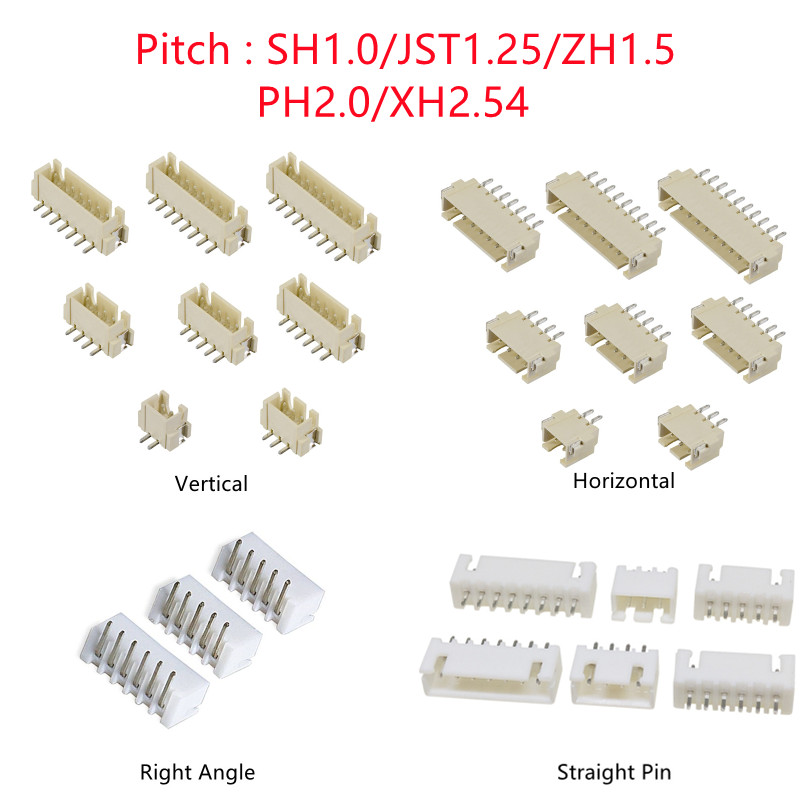 10PCS SH/JST/ZH/PH/XH Pitch 1. - огляд і ціна Male Female Header Pin
