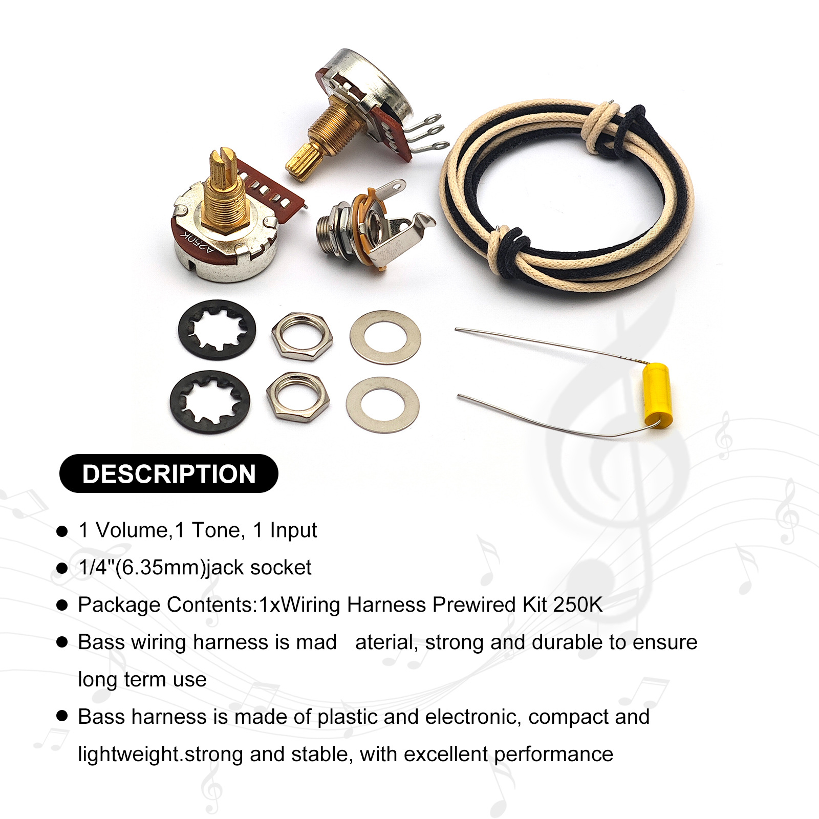 Bass Guitar Wiring Harness 1 V - огляд і ціна Diy Guitar Electronics Kit
